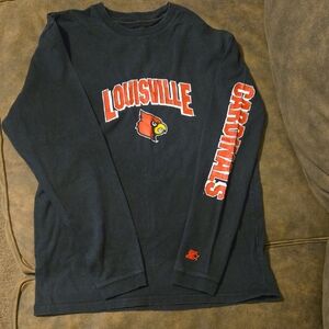 STARTER Long Sleeve Shirt Says "Louisville" Across Front CARDINALS down Sleeve